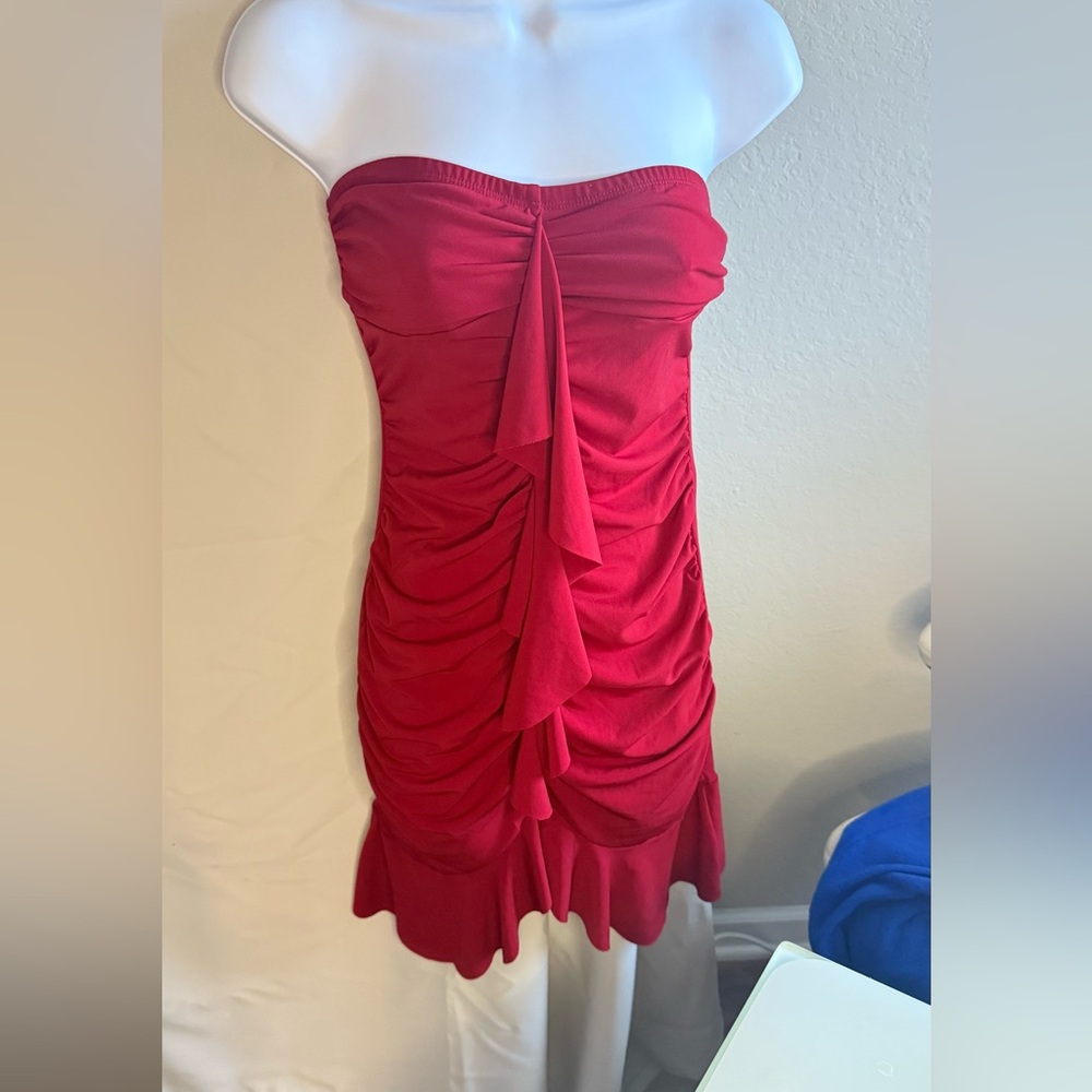 Vintage Sexy Red Strapless Dress